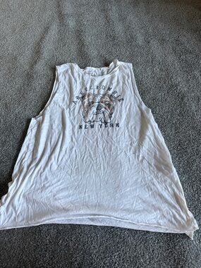 Abercrombie & Fitch White Muscle Tee with Bulldog Graphic